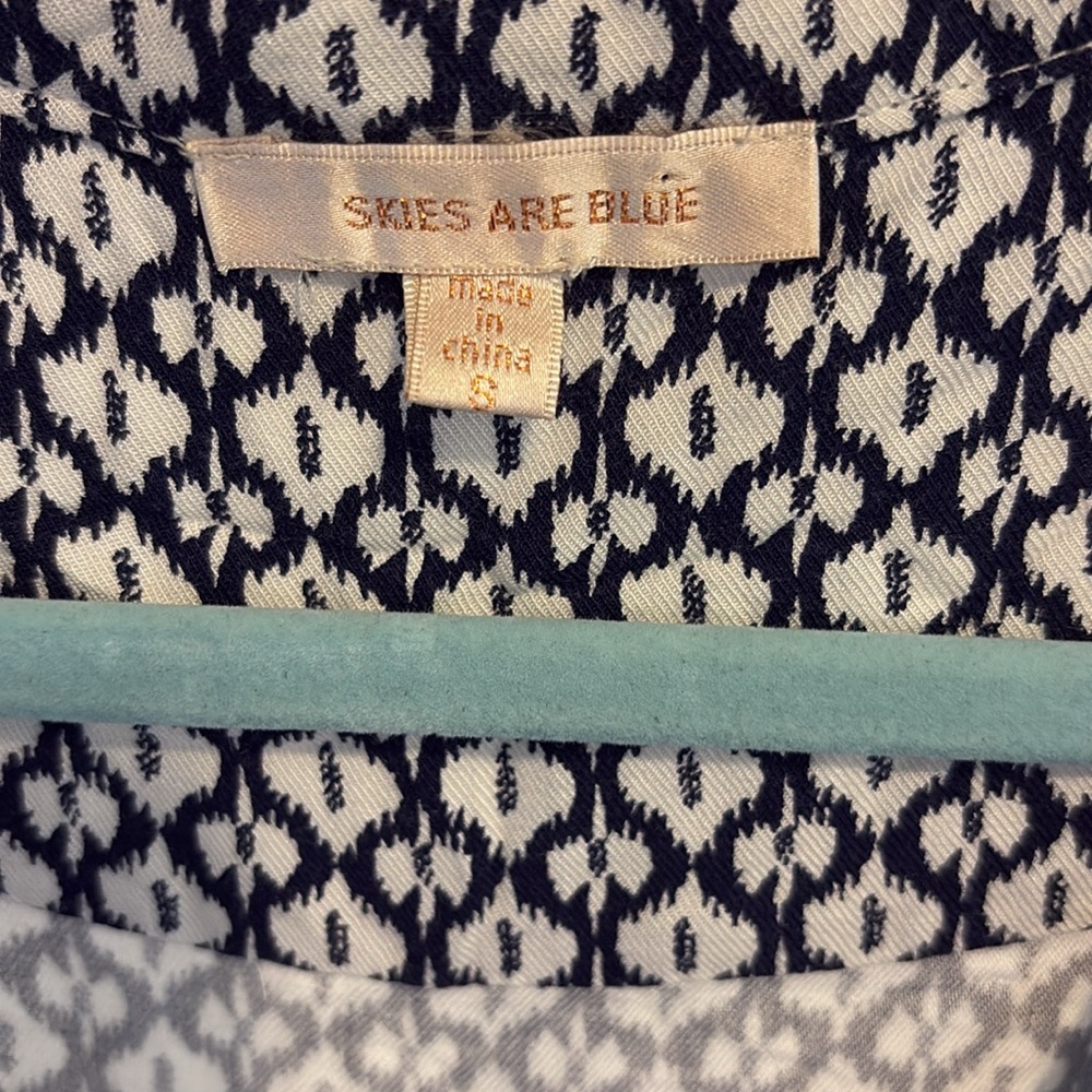Skies Are Blue Navy & White Geometric Sleeveless Jumpsuit with Tie Waist. Size S - Picture 7 of 11